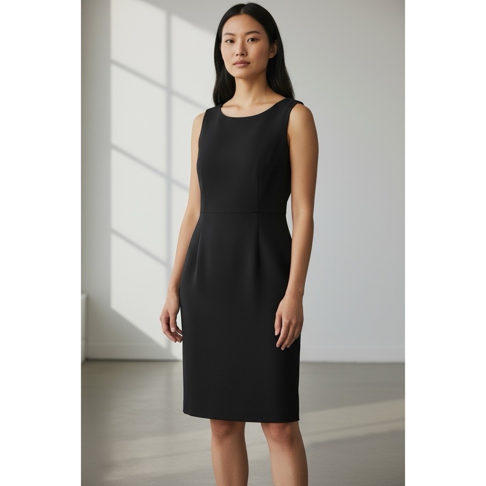 Evan‎ Picone Dress Womens 14 Black Sleeveless Knee Length Classic Work Funeral